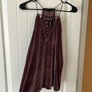 Express Wine Velour Sleeveless Blouse - Size Small, New With Tags
